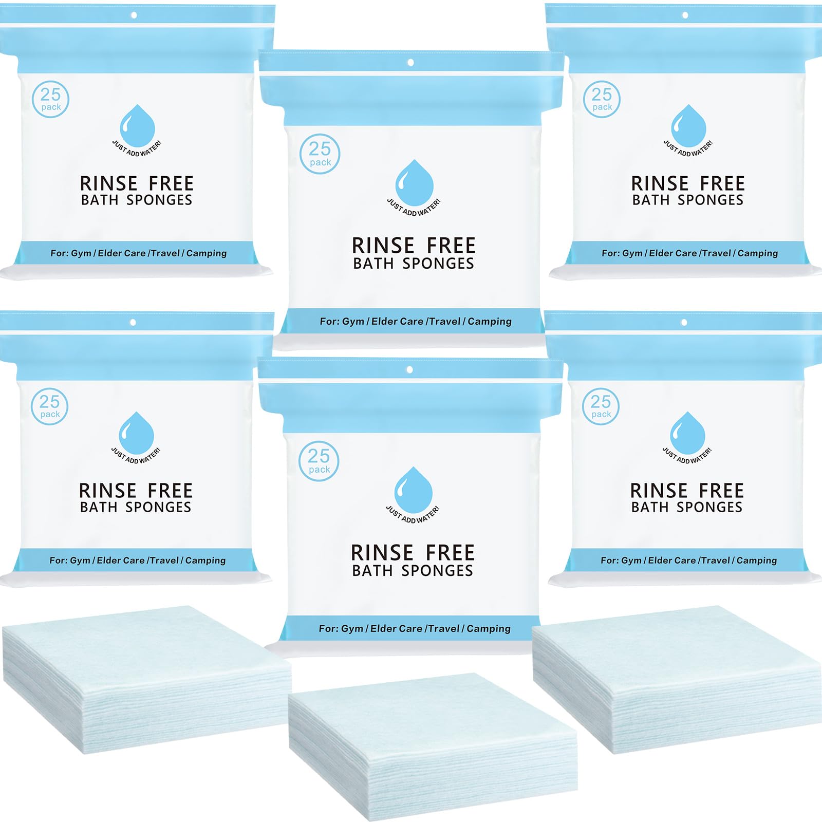 Photo 1 of VitalCozy 150 Pcs Rinse Free Bathing Wipes Bulk Sponges Bath Wipes All in 1 Shower Rinse Free Bath Sponges Wash Cloths for Campers, Hikers, Adults, Elderly