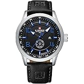 NAVIFORCE Sport Watches for Men Leather Band Waterproof Quartz Analog Wristwatch Easy to Read with Auto Date