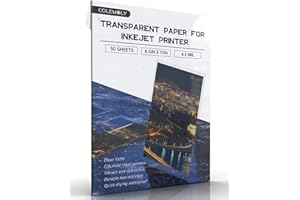 Colemoly Transparent Paper 30 Sheets Inkjet Transparency Film Inkjet Printer (100% Clear) Acetate Sheets Clear Paper 8.5x11 Inches for Crafts, Premium Print