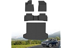Hutisya-Floor Mats & Cargo Liner Set Fit for Hyundai Tucson Hybrid 2022-2025 All Weather Protection Anti-Slip & Durable TPE Full Set Liners Automotive Accessories-Black