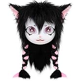 hbbhml Animal Cat Head Mask Fursuit Cute Plush Anime Masks for Halloween Masquerade Cosplay Costume Accessory