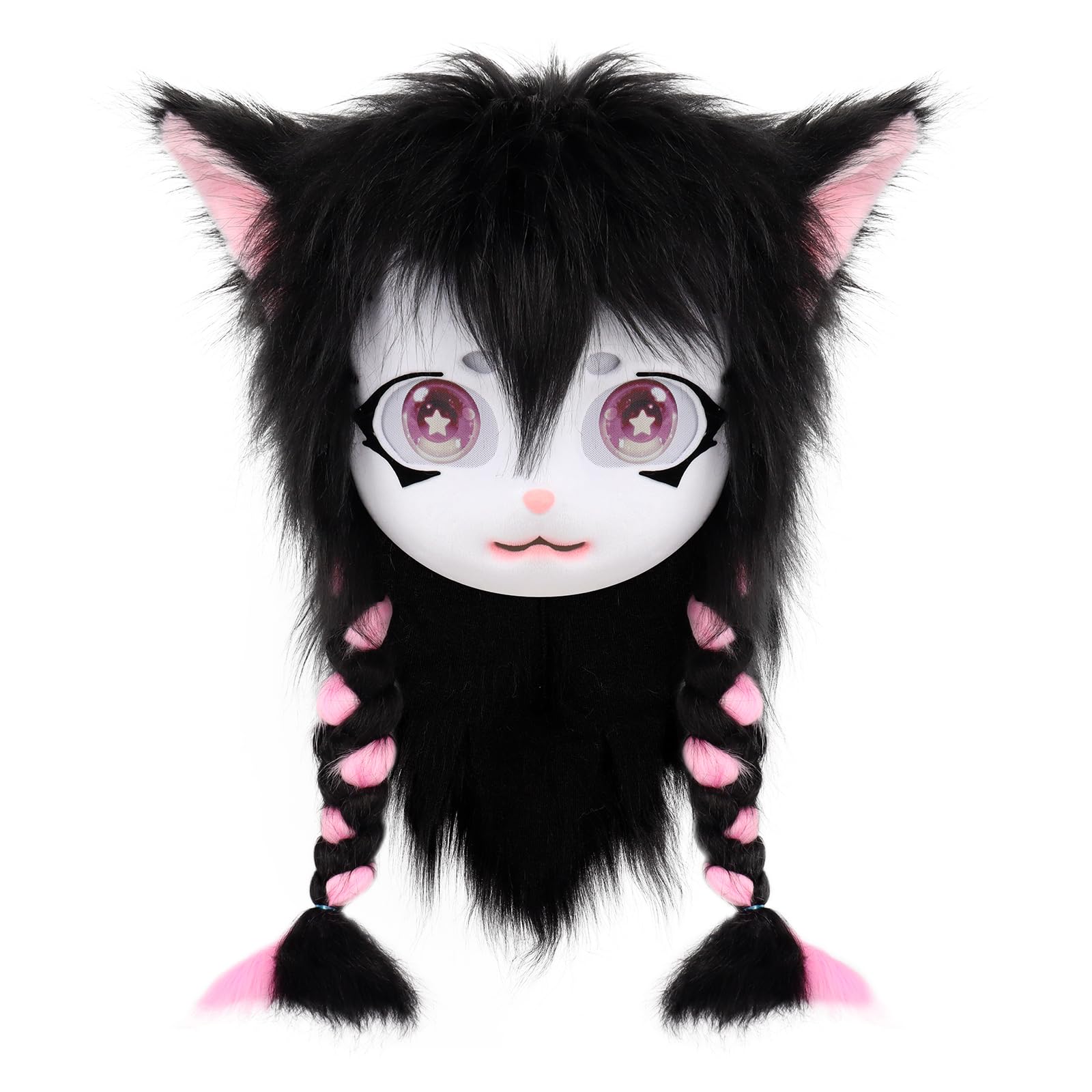 hbbhml Animal Cat Head Mask Fursuit Cute Plush