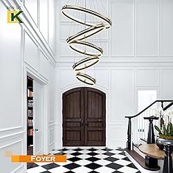 Benkut 5-Rings Modern LED Chandelier Black Gold