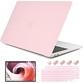 DONGKE Compatible with MacBook Air 13 inch Case 2021 2020 2019 2018 Release Model: M1 A2337 A2179 A1932, Matte Hard Case Cover for MacBook Air 13 inch with Retina Display Touch ID - Solid Pink