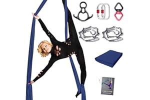 PRIOR FITNESS Aerial Silks Set, Professional Thicker Low Stretch Fabric 9/15/20 Yards Aerial Silk Swing Set with Hardware Guide, Yoga Starter Kit For Home, Aerial Yoga Hammock, Silks for Gymnastics, Antigravity Yoga, Inversion Exercise-All Levels