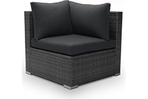 BULEXYARD Rattan Outdoor Wicker Patio Deck Corner Sofa Additional Set for Outdoor Patio Furniture, Grey