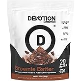 Devotion Nutrition Protein Powder Brownie Batter – 20g Whey Isolate & Casein Protein Blend – No Added Sugar, Low Carb, Gluten-Free, Keto-Friendly, 1g MCT, Kosher – 2lb Pouch