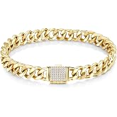 VISDIV Gold Bracelets for Women & Men 14k Gold Filled Cuban Chain Bracelet | 8mm Trendy Dainty Chunky Link Bracelet Gold Charm Chain Bracelet Statement Unisex Jwelry Gifts
