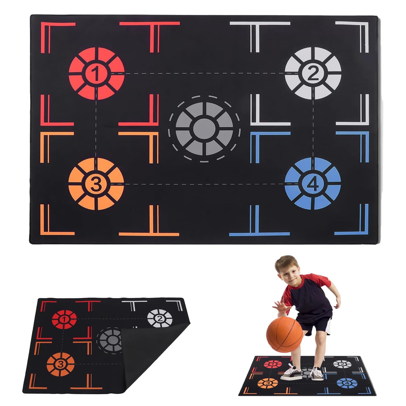MeYuxg Basketball Training Mat, Agility Step Mat, Non-Slip, Shock-Absorbing, Black, Basketball Practice Mat for Players of All Skills