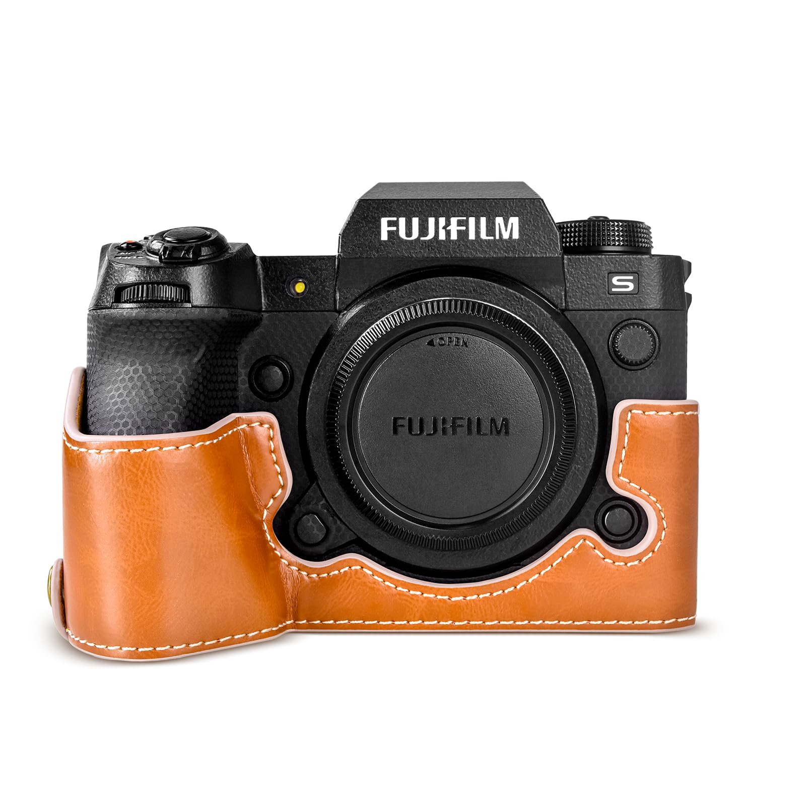 Rieibi X-H2S/ X-H2 Case - Quality PU Leather Half Case for Fujifilm XH2S/ XH2 Mirrorless Digital Camera - Brown