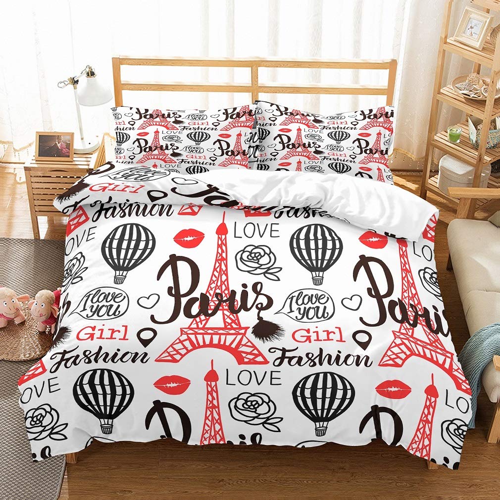 Best Red And Black Paris Twin Bedding