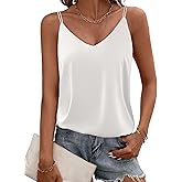 Ekouaer Women's V Neck Sleeveless Spaghetti Strap Cami Shirt