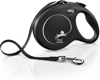 Flexi New Classic Retractable Dog Leash Tape 26 ft Large Black