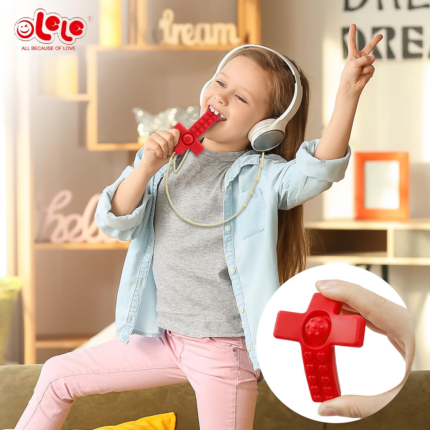 Chew Necklace Olele,3Pcs Silicone Sensory Chew Necklace Bundle for Kids with Teething, ADHD, Autism, Biting Needs, Oral Motor Chewy Teether for Boys,Girls, Perfect Gifts