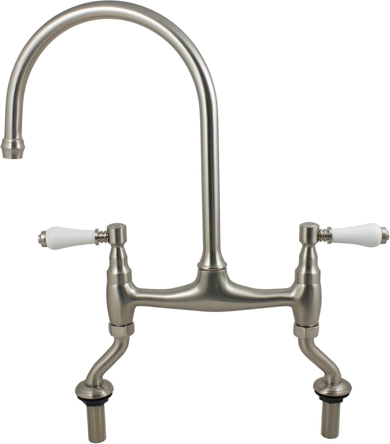 Traditional Brushed Nickel Bridge Kitchen Sink Mixer Tap with Swivel