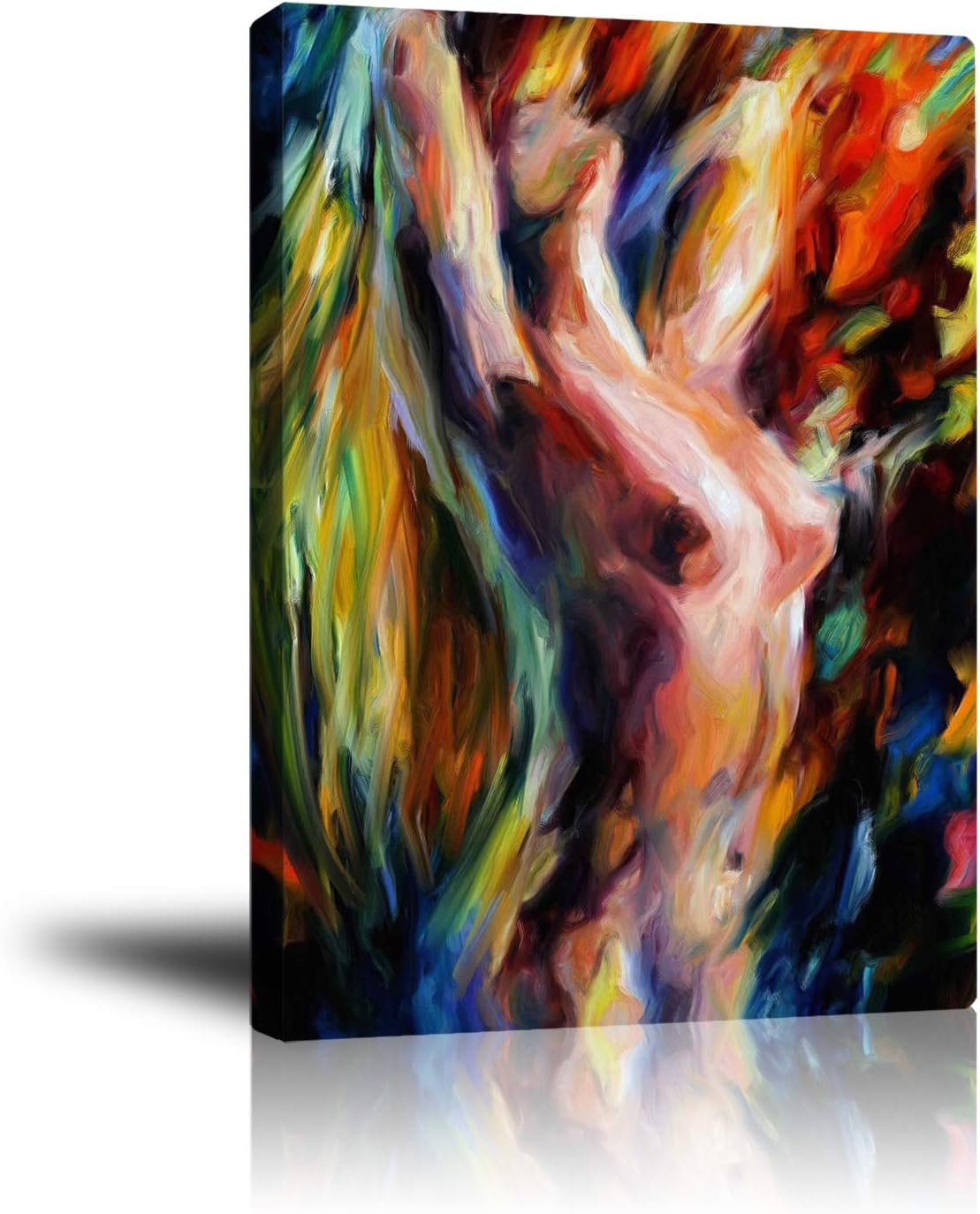 Premium Canvas Wall Art, Prints Colorful Half Naked Woman Decor Photo Paintings, Decorative Artwork for Bedroom Home Office Framed Ready to Hang 16"x 20"