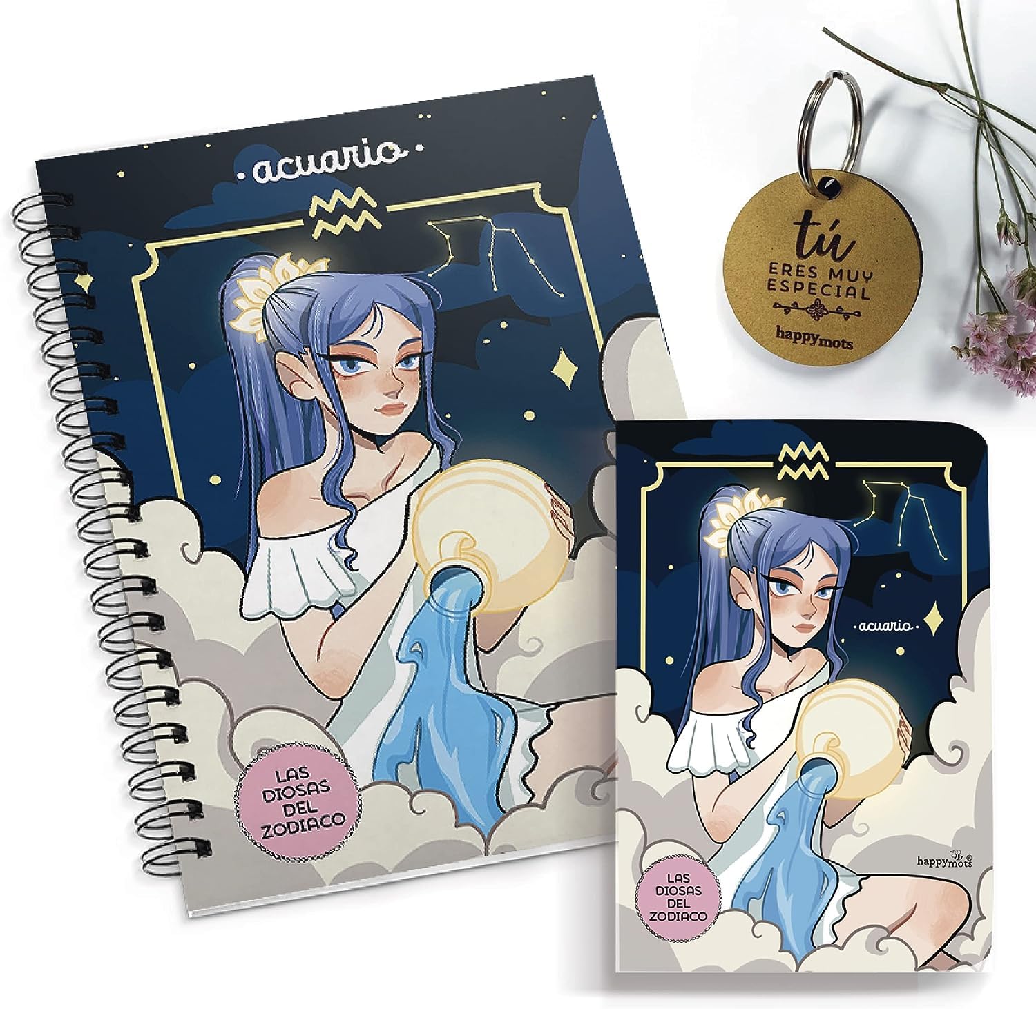 HappyMots - Horoscope Gift Box Pack | A5 Notebook + A6 Notebook + Keyring You Are Special | Zodiac Sign: Aquarius | Original Gift to Surprise