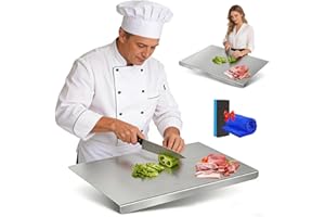 Stainless Steel Cutting Board with Lip, 304 Food Large Stainless Steel Kitchen Board, for Cutting Meat,Dicing,Vegetables,Frui
