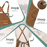 Berkelen Chef Apron - Water Resistant Cotton Canvas, Adjustable, Brown view 7