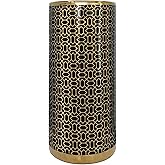 ZOEJADE Minimalist Luxury Ceramic Umbrella Stand Umbrella Holder Vase for Umbrella Canes Walking Sticks Entryway Indoor 18" High Black Gold