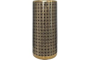 ZOEJADE Minimalist Luxury Ceramic Umbrella Stand Umbrella Holder Vase for Umbrella Canes Walking Sticks Entryway Indoor 18" High Black Gold