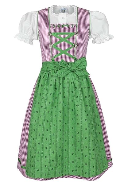 Isar-Trachten Mädchen Kinderdirndl Beere grün mit Bluse, Beere,