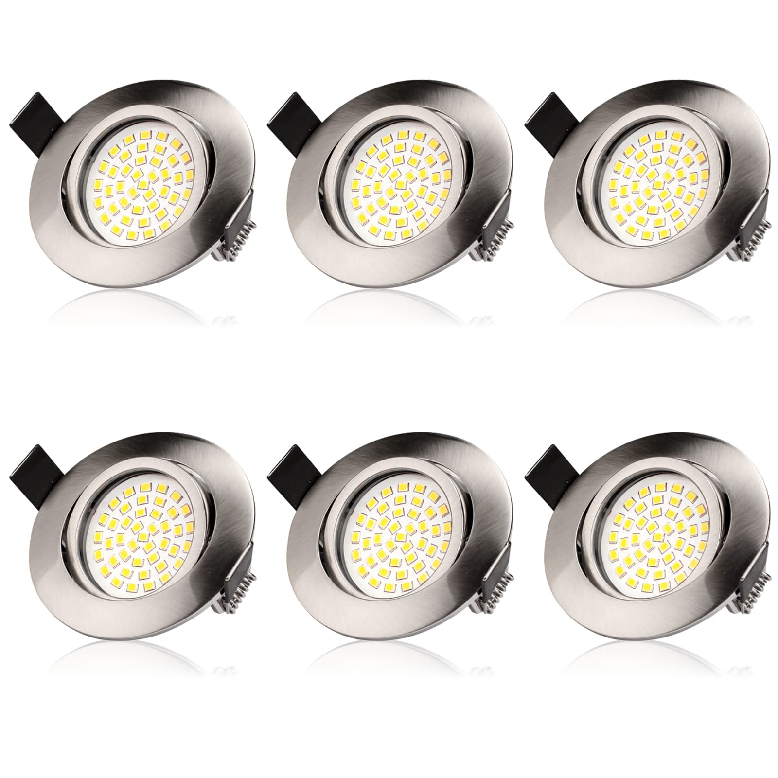BAOMING LED Recessed Ceiling Lights Daylight White 5W 480 LM Dimmable Downlights 40 Degree Rotatable Spotlights for Living Room Bedroom Hallway 6 Pack
