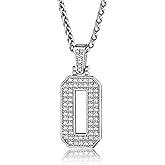 KeyStyle Number Necklaces For Men, Bling Numbers Chain Necklace Hip Hop Simulated Diamond Pendant with Tennis Chain Spiga Chains