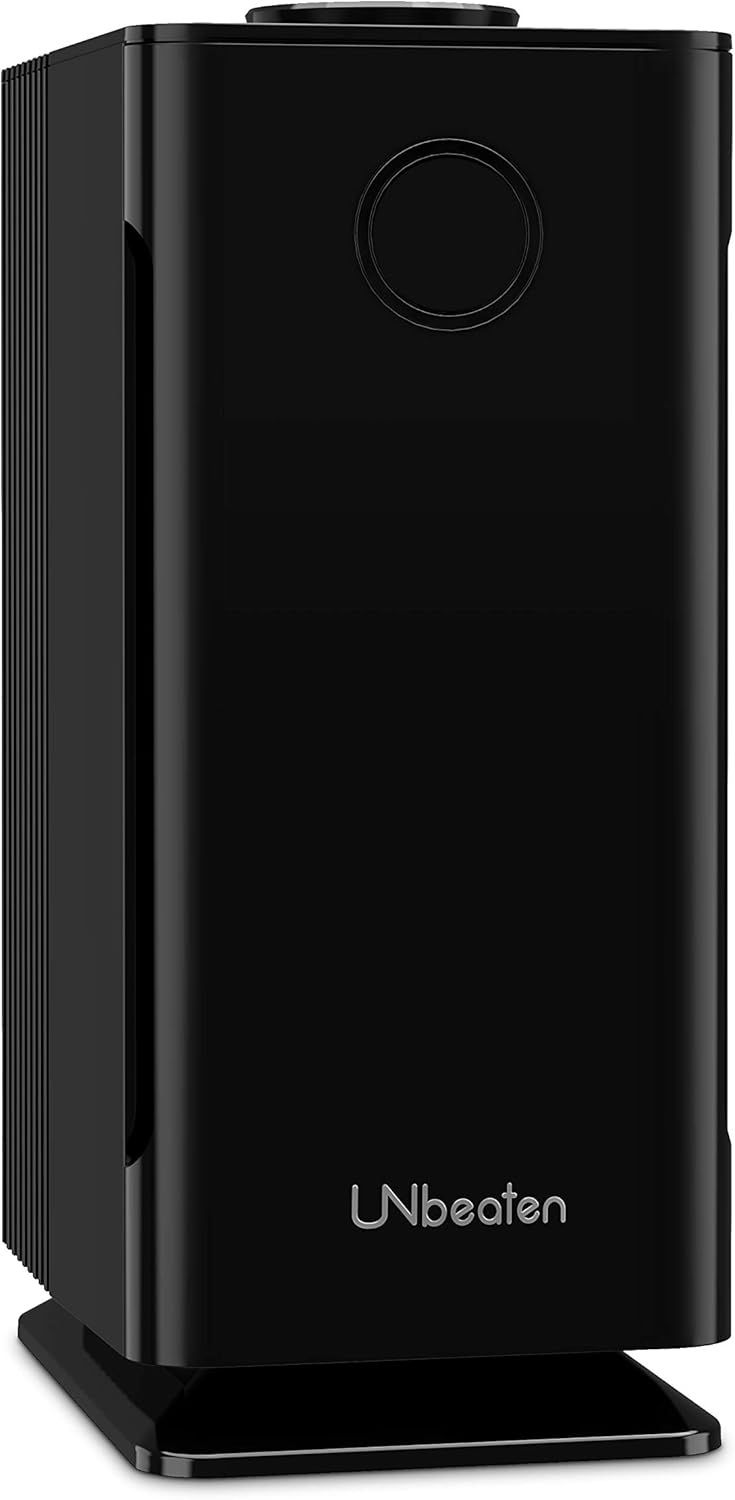 Air Purifiers for Bedroom Allergies and Pets Hair Smokers in Home, True Hepa Filter, Office Filtration System Odor Eliminators Cleaner Remove Smoke Dust Mold Pollen, UN117 Black