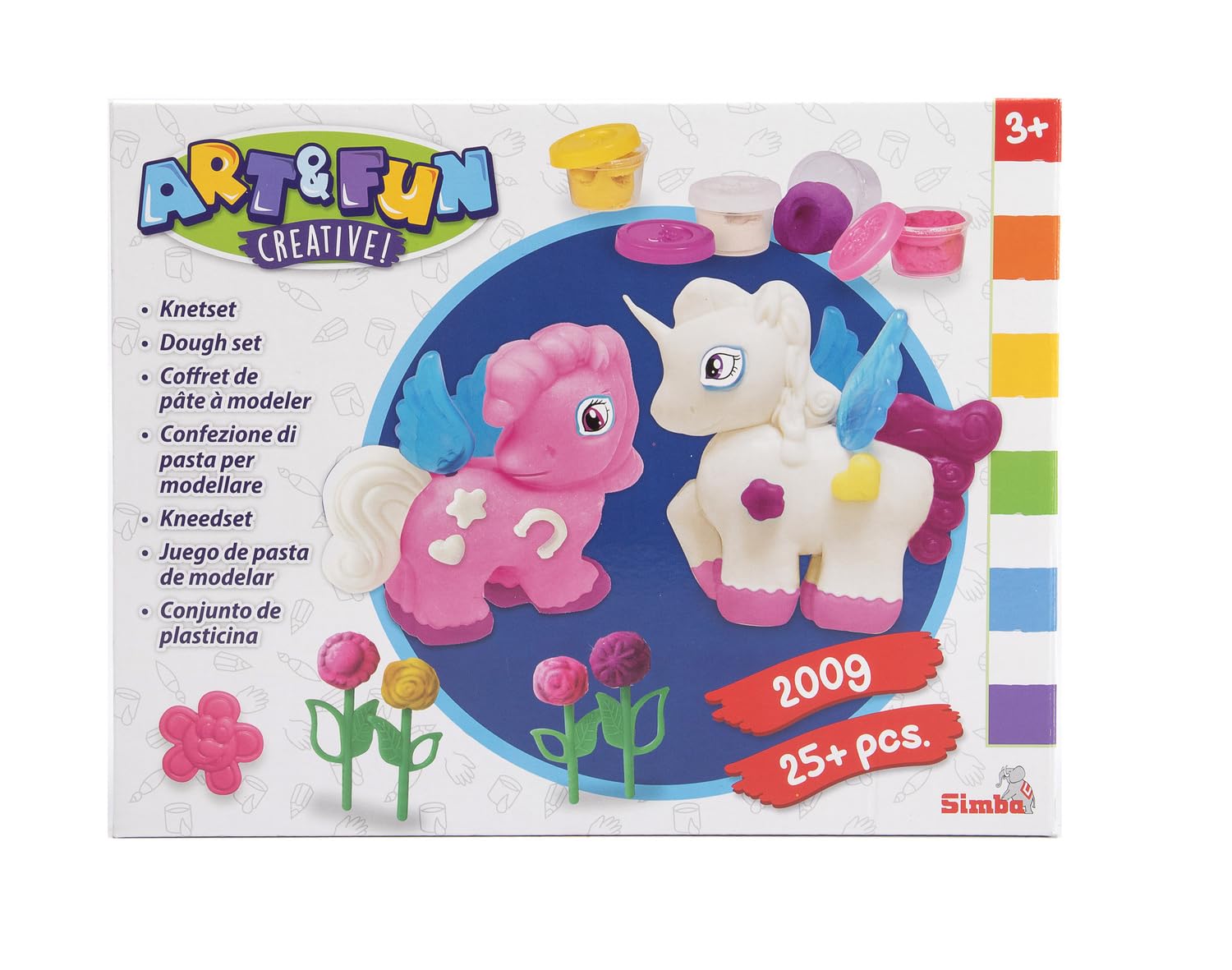 Simba Art and Fun 106326016 Unicorn Kneading Set, 4 x 50 g Clay, 2 x Unicorn Shape, Accessories, from 3 Years