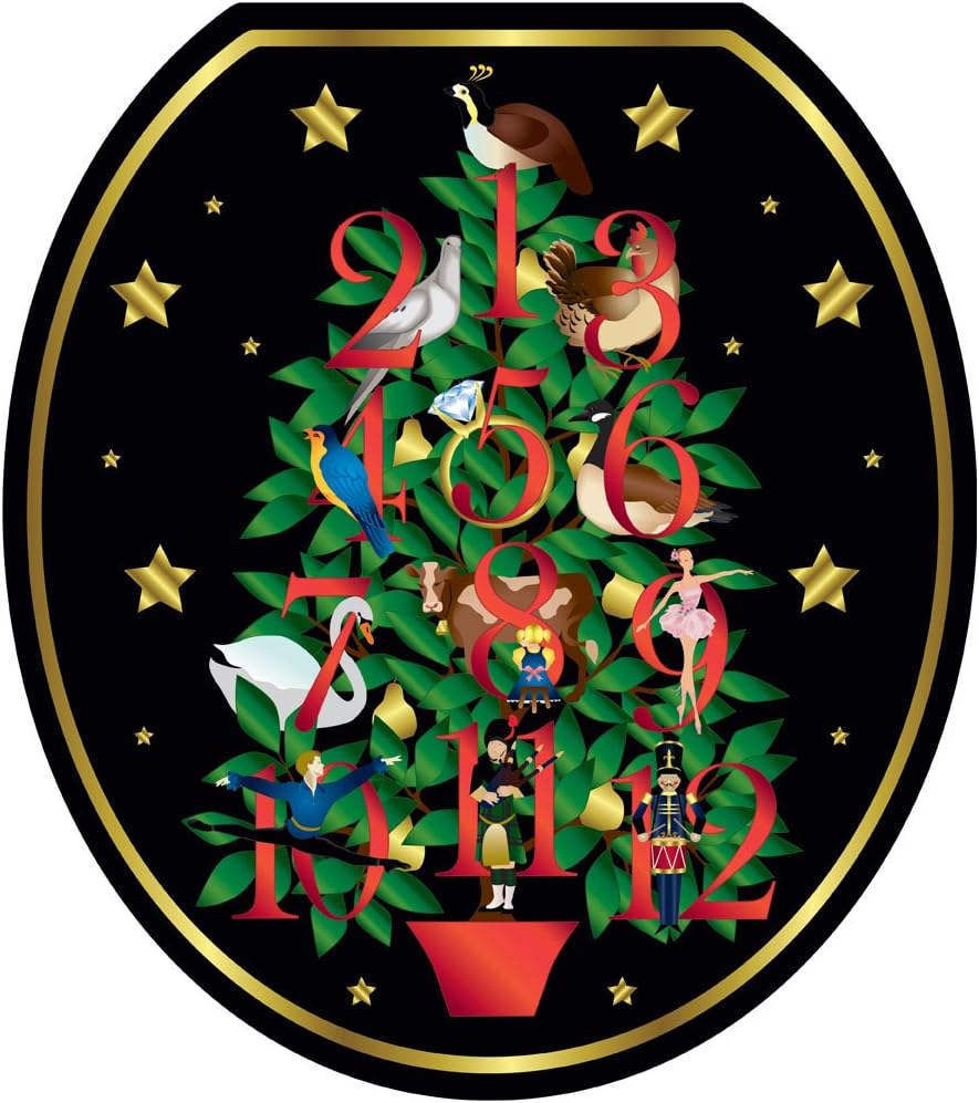 Toilet Tattoos, Toilet Seat Cover Decal, 12 Days of Christmas, Size Round/standard