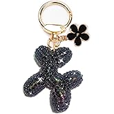 HONYJOOM Cute keychains, Balloon Dog Bag Charms for Women, Purse Charms, Pearl Keychain Wristlet, Shiny Rhinestone Key Chain