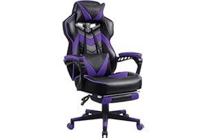 VONESSE Purple Gaming Chair with Footrest,Big and Tall Gaming Chairs for Adults,Computer Chair for High Back and Massage,Reclining Gamer Chair(Purple/Black)