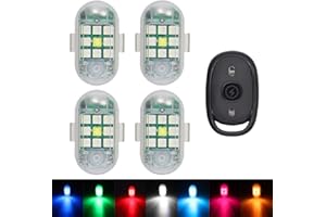 CCBASEBALL 4PCS Wireless LED Strobe Lights with Remote Control, High Brightness 7 Colors USB Charging Led Drone Anti-Collision Lights Night Warning Light for Car Motorcycle Aircraft Bike RC