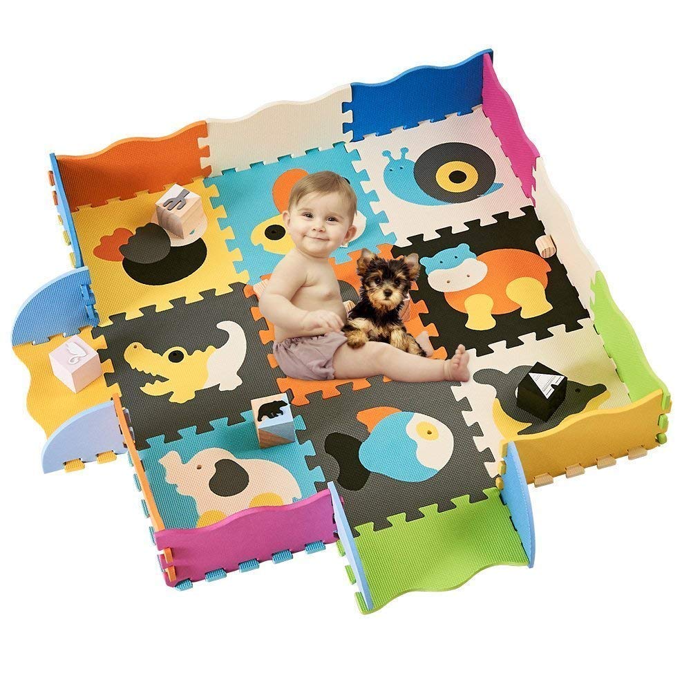 HANMM Baby Foam Mat with Fence Non Toxic Crawl Mat Baby