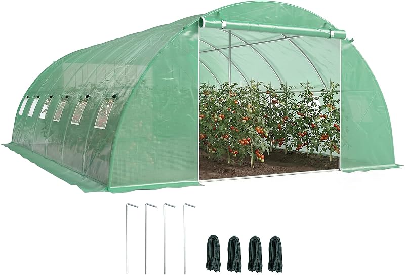 Estufa exterior 6x4x2 m com 2 varas de suporte verdes