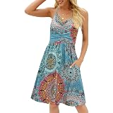 NVWAN Women's Floral Summer Sundress - Spaghetti Strap, V-Neck, Swing Dress (Black, Small) - View #10