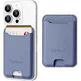 TopMade Phone Card Holder, Premium Leather Phone Wallet Stick on, Stronger 3M Adhesive Credit Card Holder for Back of Phone Case, iPhone, Samsung, and Android, RFID Blocking, Fit 4 Cards, Lavender