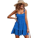 Narecte Womens Summer Dresses Wedding Guest Dresses Beach Sundresses Spaghetti Strap Boho Dress Royal Blue S