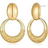 INNERDIVA Gold Statement Earrings for Women, Thick Stud Earrings Chunky Stud Earrings Fashion Jewelry Gifts