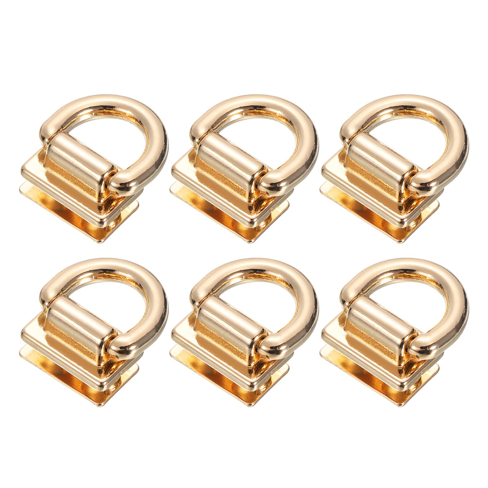 uxcell Metal Bag Connector with D Ring, 6Pcs 18mm Purse Bridge Hanger Buckle with Screws for Purse DIY, Key Chain Lanyard (Light Golden)