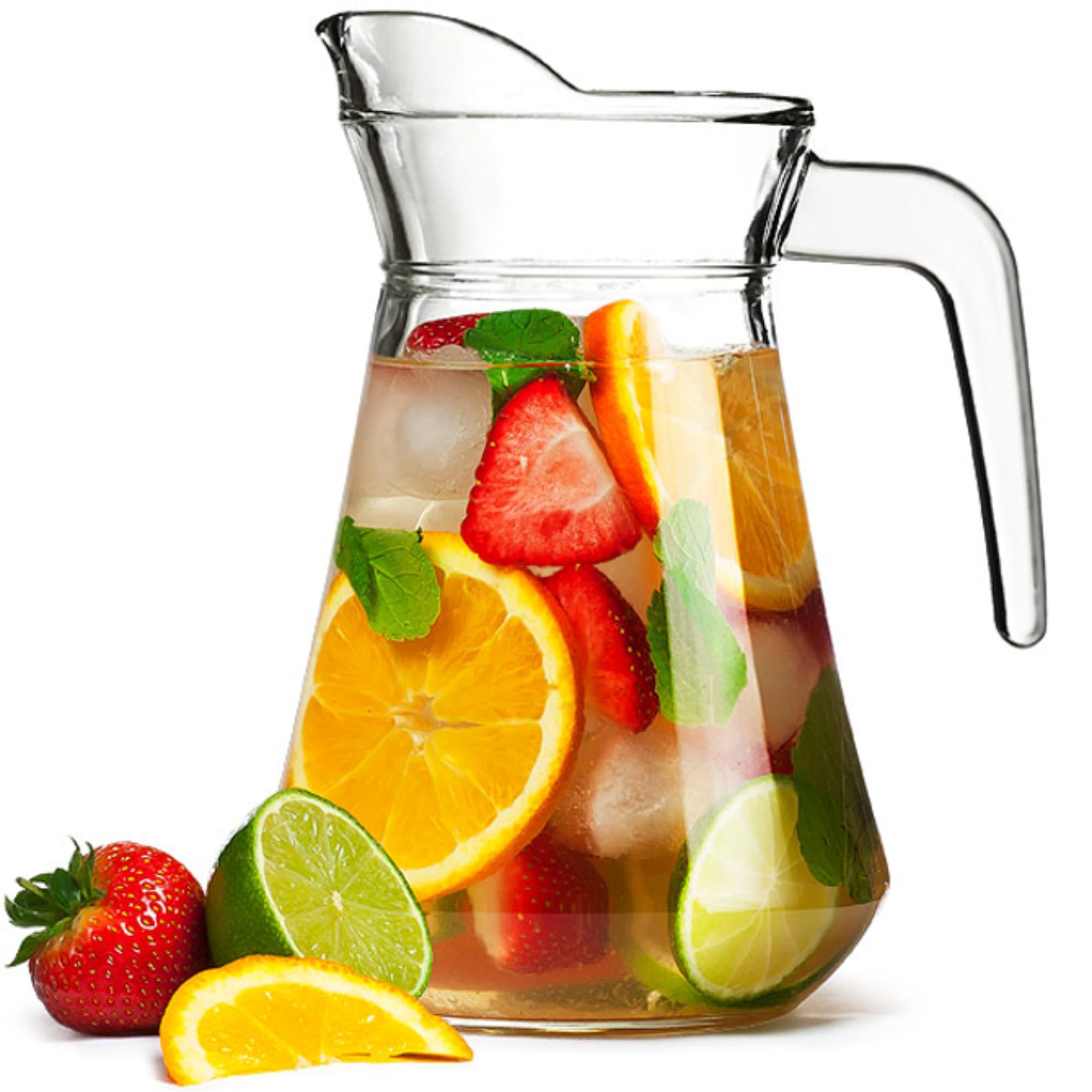 City Glass Water Jug 1.45L – Clear Glass Pitcher with Handle & Pour Spout, Perfect for Pimms, Sangria, Cocktails, Juice, Water & Table Entertaining