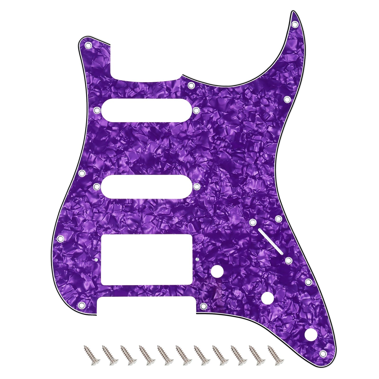 Banworks 4 Ply Strat HSS Pickguard 11-Hole Electric Guitar Pickguard SSH Scratch Plate for USA/Mexican Modern Style Standard Stratocaster ST JT/HB-02 Purple Pearl