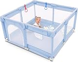 Kidoola Baby Playpen with Padded Frame and Mesh Walls 127x127x65cm Blue