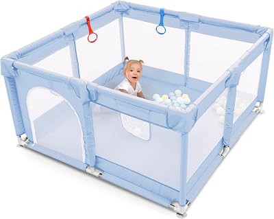 Kidoola Baby Playpen with Padded Frame and Mesh Walls 127x127x65cm Blue