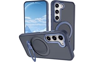 STERKER Magnetic Ring Stand for Samsung Galaxy S23 + Case [Military Grade Drop Protection][Compatible with Magnetic] with Kickstand, Matte Translucent Slim Case for S23 Plus, Blue