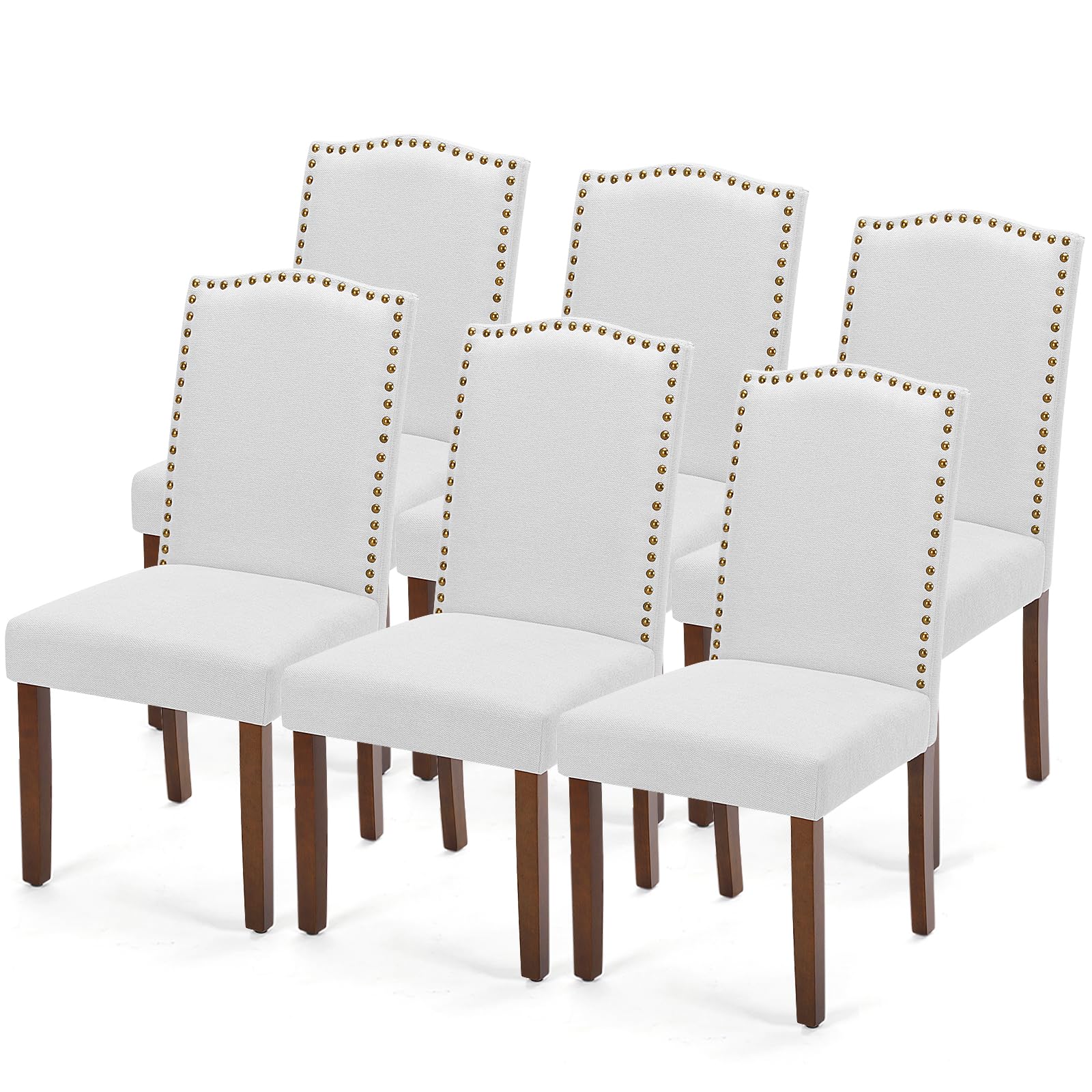 View 1 of ***PARTIAL set/ ONLY 2** DUMOS Upholstered Dining Chairs?Set of 6 Fabric Dining Room Kitchen Chair with Nailhead Trim and Wood Legs, Modern Side Chairs for Living Light Grey