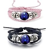 Rozozo 2Pcs Twelve Zodiac Leather Bracelet - Adjustable Zodiac Jewelry Accessory