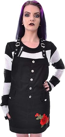 ladies black pinafore dress