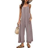 Panadila Womens Waffle Knit Jumpsuit Casual Wide Leg Jumpsuits Oversized Long Rompers Open Back Loose Overalls